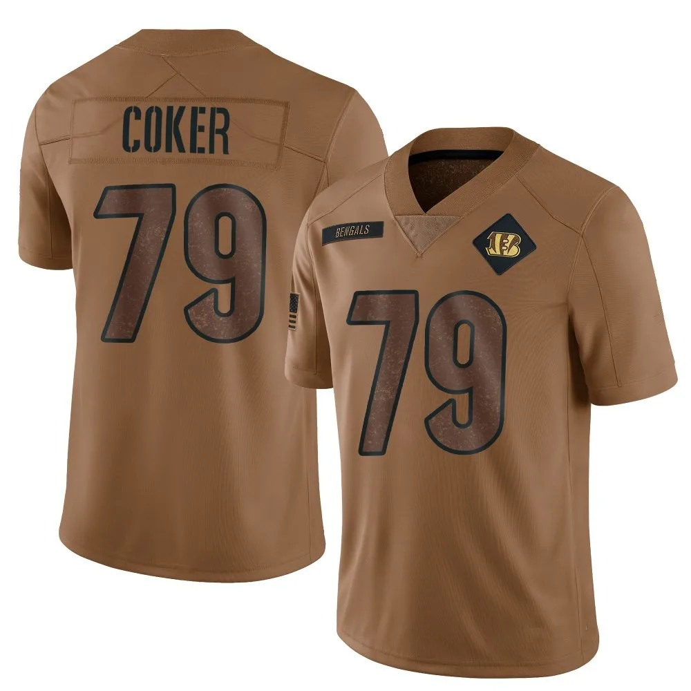 Men's Cincinnati Bengals Andrew Coker Nike 2023 Salute To Service Limited Brown Jersey Men's Cincinnati Bengals Andrew Coker Nike 2023 Salute To Service Limited Brown Jersey