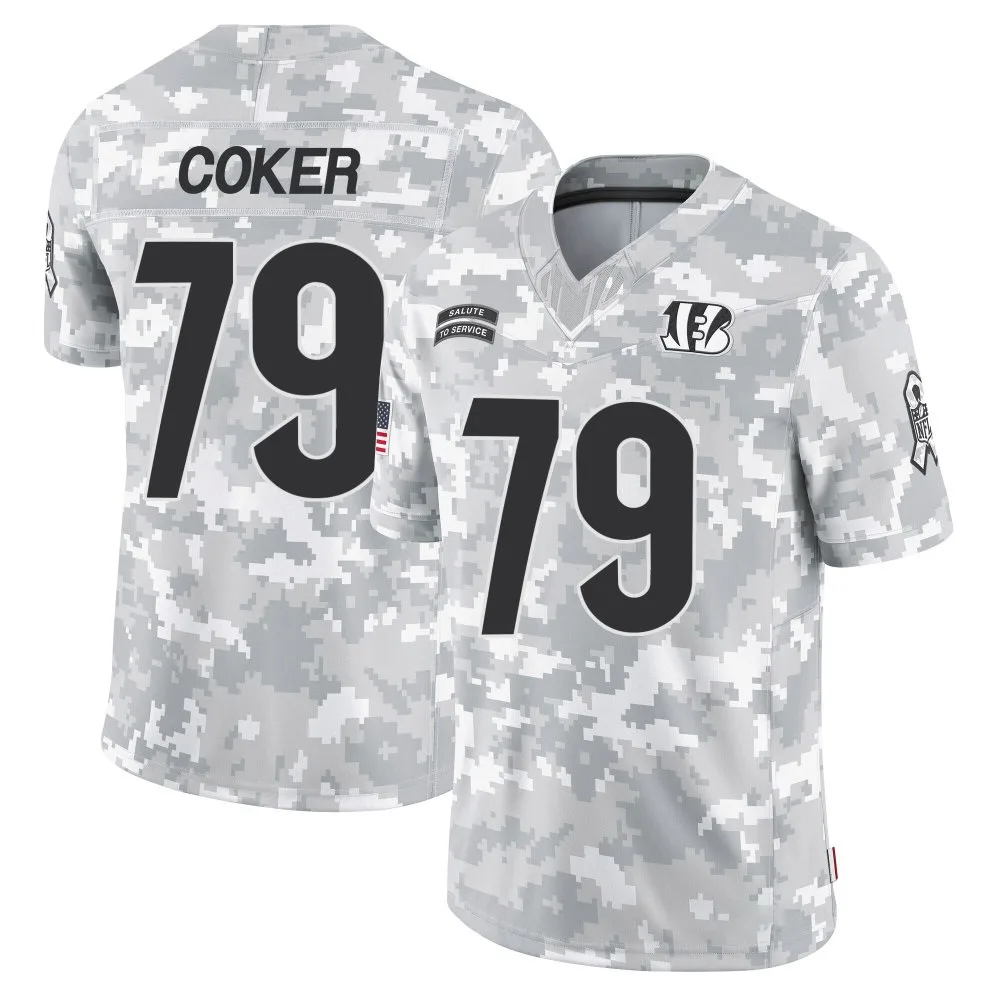 Youth Cincinnati Bengals Andrew Coker Nike 2024 Salute to Service Limited Arctic Camo Jersey Youth Cincinnati Bengals Andrew Coker Nike 2024 Salute to Service Limited Arctic Camo Jersey