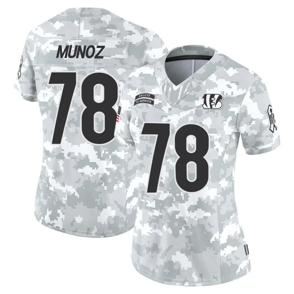 Women's Cincinnati Bengals Anthony Munoz Nike 2024 Salute to Service Limited Arctic Camo Jersey Women's Cincinnati Bengals Anthony Munoz Nike 2024 Salute to Service Limited Arctic Camo Jersey