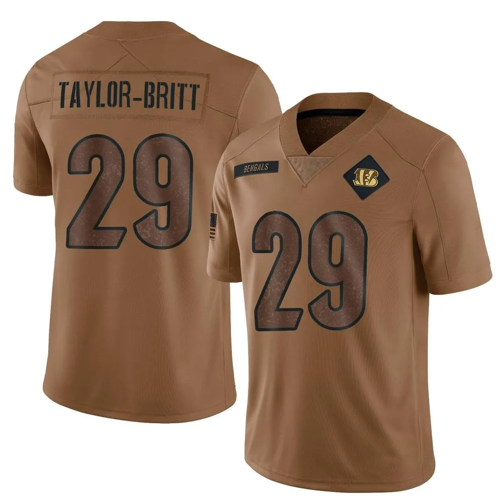 Men's Cincinnati Bengals Cam Taylor-Britt Nike 2023 Salute To Service Limited Brown Jersey Men's Cincinnati Bengals Cam Taylor-Britt Nike 2023 Salute To Service Limited Brown Jersey