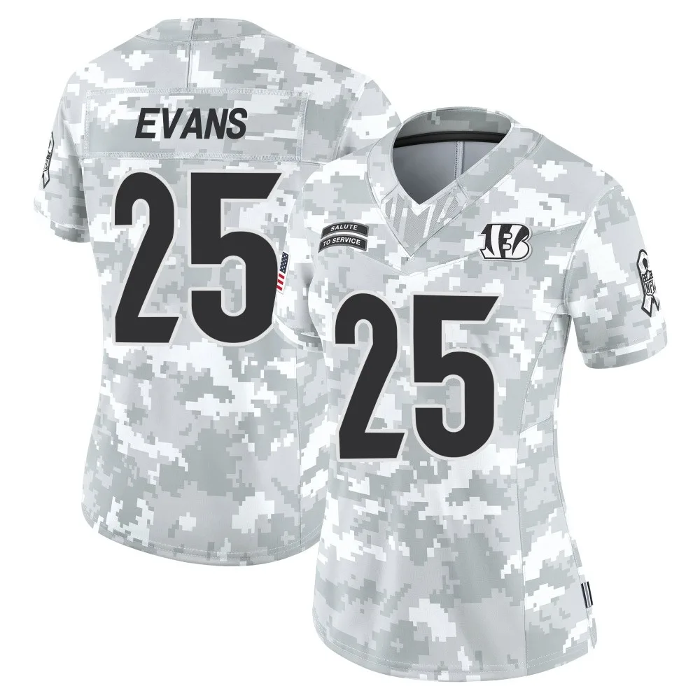 Women's Cincinnati Bengals Chris Evans Nike 2024 Salute to Service Limited Arctic Camo Jersey Women's Cincinnati Bengals Chris Evans Nike 2024 Salute to Service Limited Arctic Camo Jersey