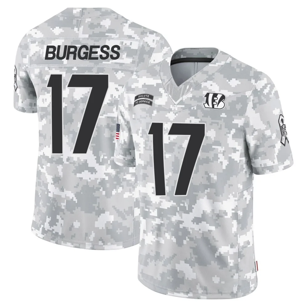 Youth Cincinnati Bengals Cole Burgess Nike 2024 Salute to Service Limited Arctic Camo Jersey Youth Cincinnati Bengals Cole Burgess Nike 2024 Salute to Service Limited Arctic Camo Jersey