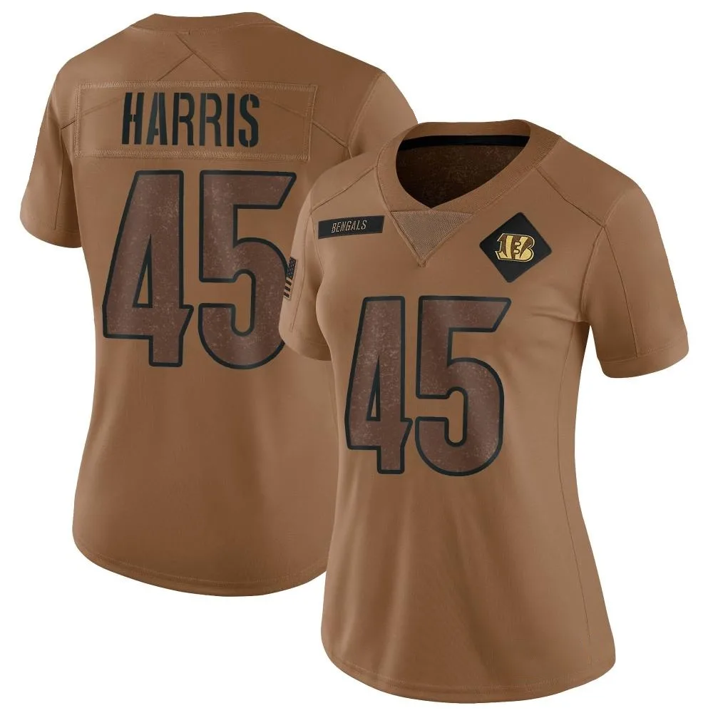 Women's Cincinnati Bengals Darien Harris Nike 2023 Salute To Service Limited Brown Jersey Women's Cincinnati Bengals Darien Harris Nike 2023 Salute To Service Limited Brown Jersey