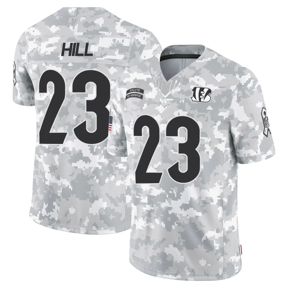 Men's Cincinnati Bengals Dax Hill Nike 2024 Salute to Service Limited Arctic Camo Jersey Men's Cincinnati Bengals Dax Hill Nike 2024 Salute to Service Limited Arctic Camo Jersey