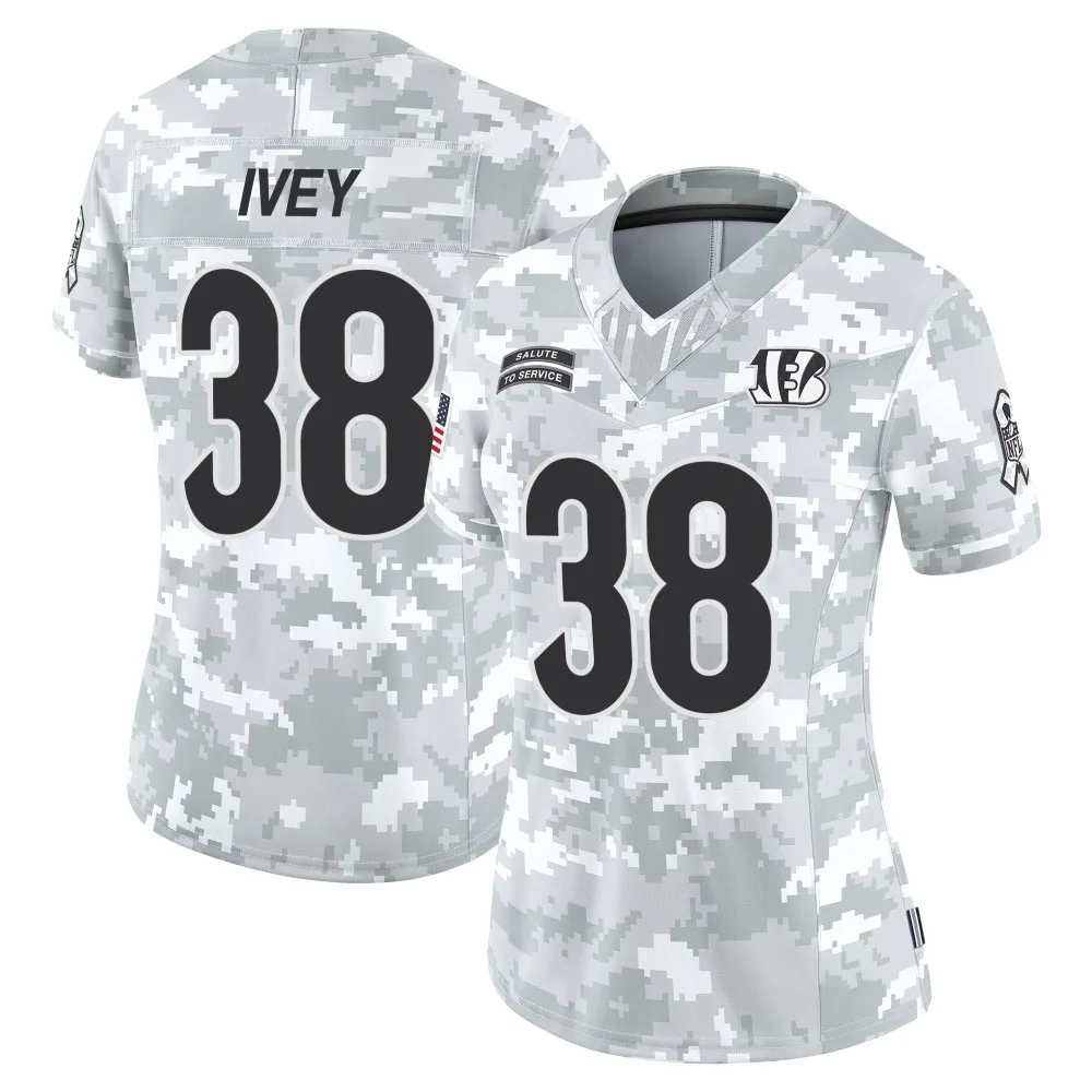 Women's Cincinnati Bengals Dj Ivey Nike 2024 Salute to Service Limited Arctic Camo Jersey Women's Cincinnati Bengals Dj Ivey Nike 2024 Salute to Service Limited Arctic Camo Jersey