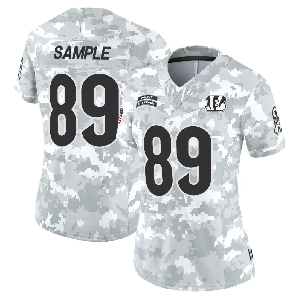 Women's Cincinnati Bengals Drew Sample Nike 2024 Salute to Service Limited Arctic Camo Jersey Women's Cincinnati Bengals Drew Sample Nike 2024 Salute to Service Limited Arctic Camo Jersey