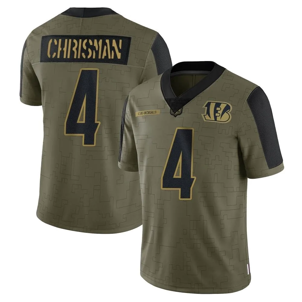 Men's Cincinnati Bengals Drue Chrisman Nike 2021 Salute To Service Limited Olive Jersey Men's Cincinnati Bengals Drue Chrisman Nike 2021 Salute To Service Limited Olive Jersey
