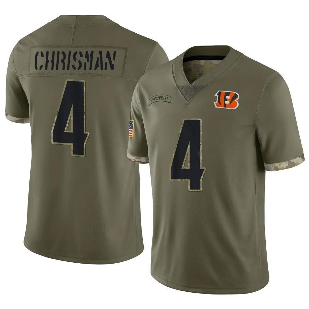 Men's Cincinnati Bengals Drue Chrisman Nike 2022 Salute To Service Limited Olive Jersey Men's Cincinnati Bengals Drue Chrisman Nike 2022 Salute To Service Limited Olive Jersey