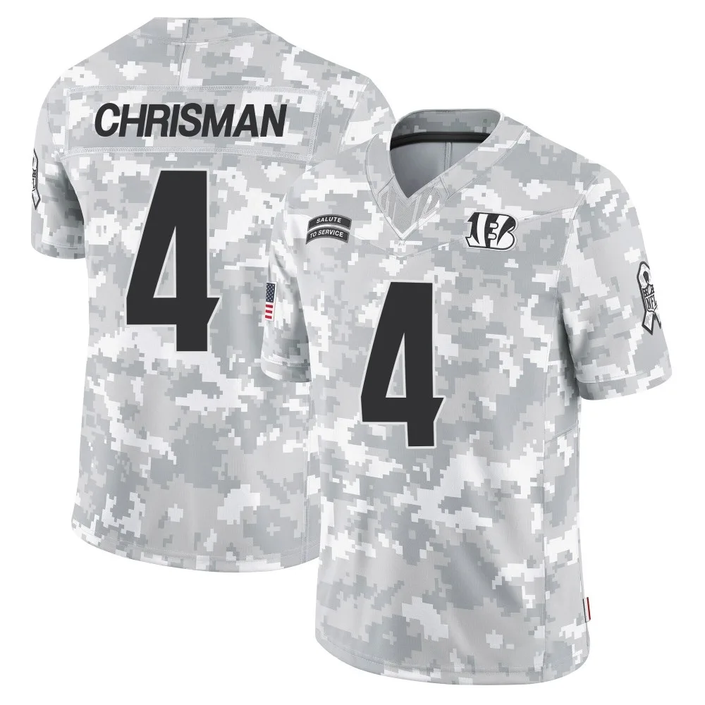 Men's Cincinnati Bengals Drue Chrisman Nike 2024 Salute to Service Limited Arctic Camo Jersey Men's Cincinnati Bengals Drue Chrisman Nike 2024 Salute to Service Limited Arctic Camo Jersey