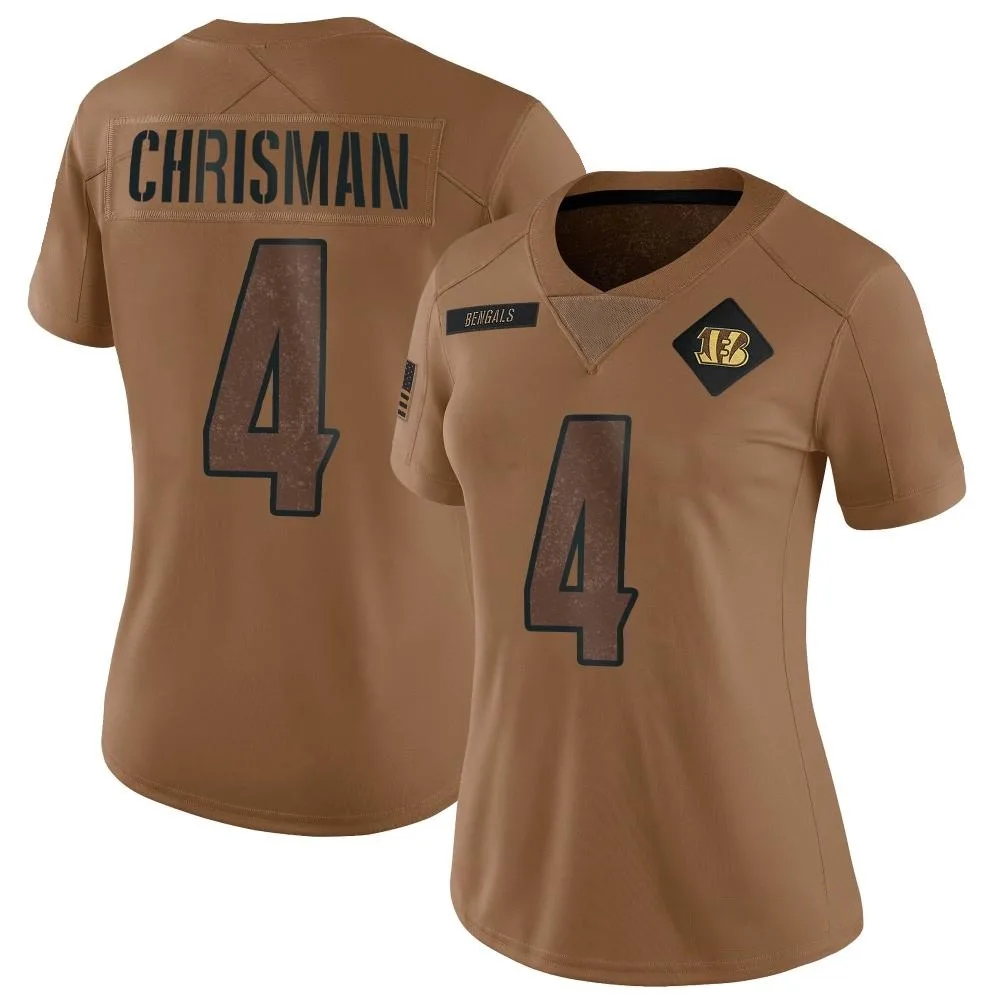 Women's Cincinnati Bengals Drue Chrisman Nike 2023 Salute To Service Limited Brown Jersey Women's Cincinnati Bengals Drue Chrisman Nike 2023 Salute To Service Limited Brown Jersey