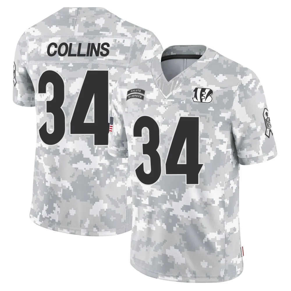 Men's Cincinnati Bengals Elijah Collins Nike 2024 Salute to Service Limited Arctic Camo Jersey Men's Cincinnati Bengals Elijah Collins Nike 2024 Salute to Service Limited Arctic Camo Jersey
