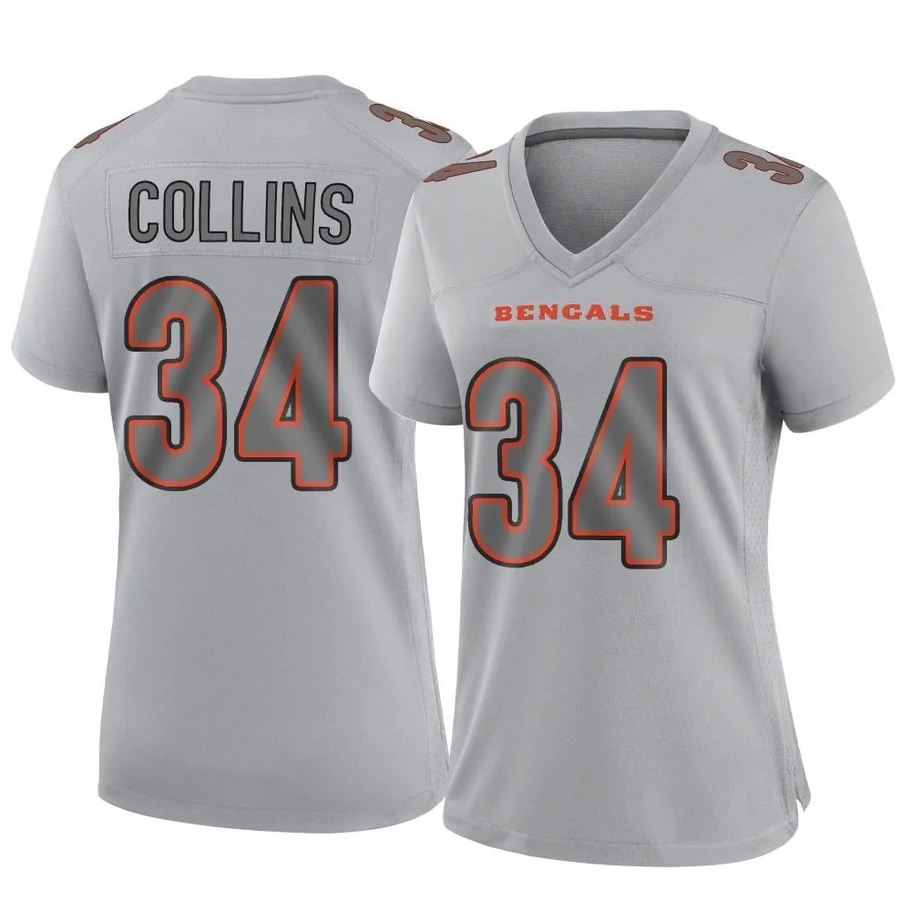 Women's Cincinnati Bengals Elijah Collins Nike Atmosphere Fashion Game Gray Jersey Women's Cincinnati Bengals Elijah Collins Nike Atmosphere Fashion Game Gray Jersey