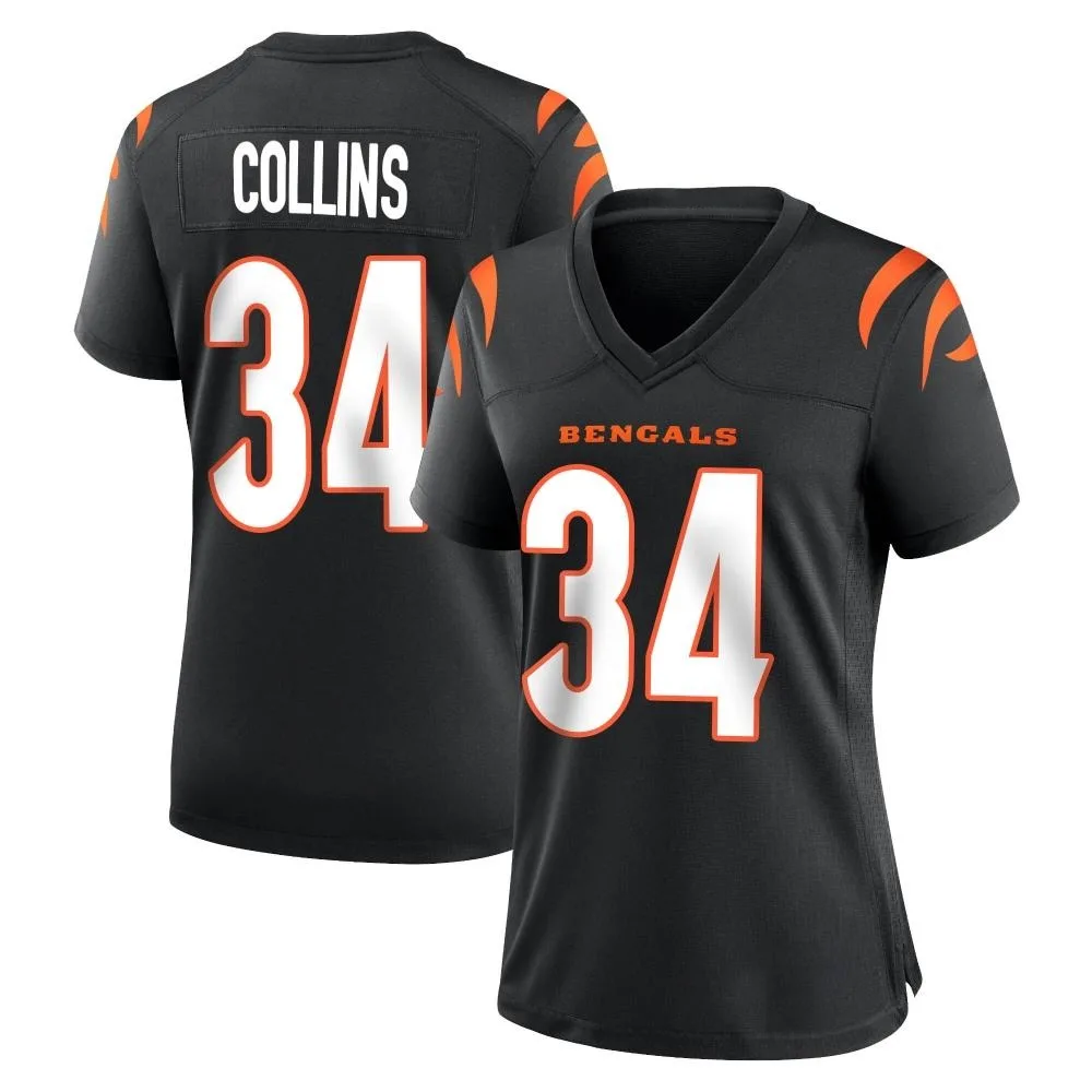 Women's Cincinnati Bengals Elijah Collins Nike Team Color Game Black Jersey Women's Cincinnati Bengals Elijah Collins Nike Team Color Game Black Jersey