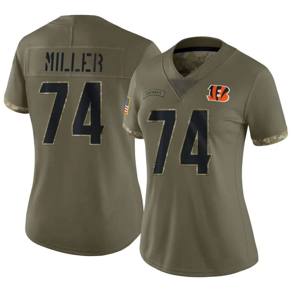 Women's Cincinnati Bengals Eric Miller Nike 2022 Salute To Service Limited Olive Jersey Women's Cincinnati Bengals Eric Miller Nike 2022 Salute To Service Limited Olive Jersey