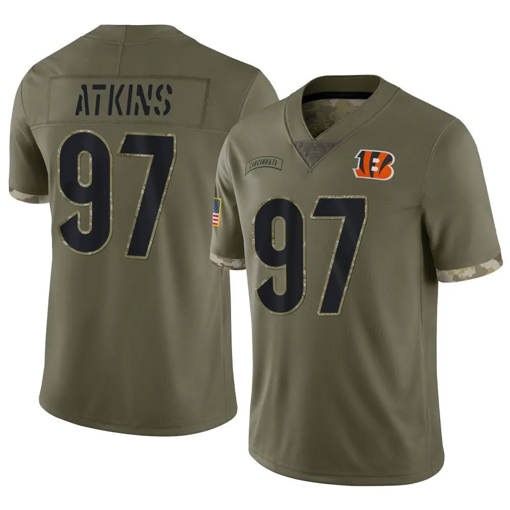 Men's Cincinnati Bengals Geno Atkins Nike 2022 Salute To Service Limited Olive Jersey Men's Cincinnati Bengals Geno Atkins Nike 2022 Salute To Service Limited Olive Jersey