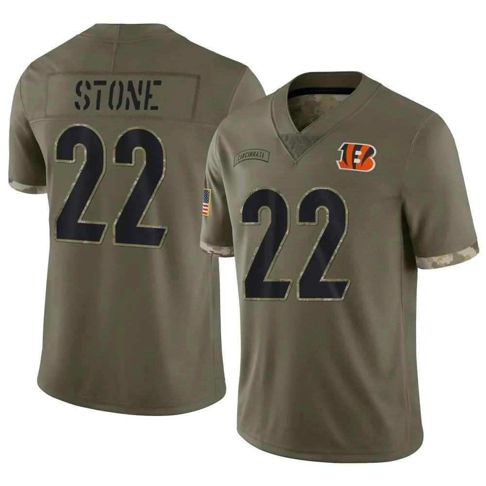Men's Cincinnati Bengals Geno Stone Nike 2022 Salute To Service Limited Olive Jersey Men's Cincinnati Bengals Geno Stone Nike 2022 Salute To Service Limited Olive Jersey