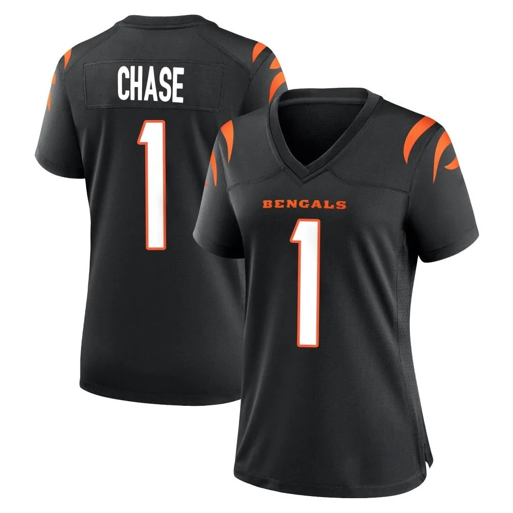 Women's Cincinnati Bengals Ja'marr Chase Nike Team Color Game Black Jersey Women's Cincinnati Bengals Ja'marr Chase Nike Team Color Game Black Jersey