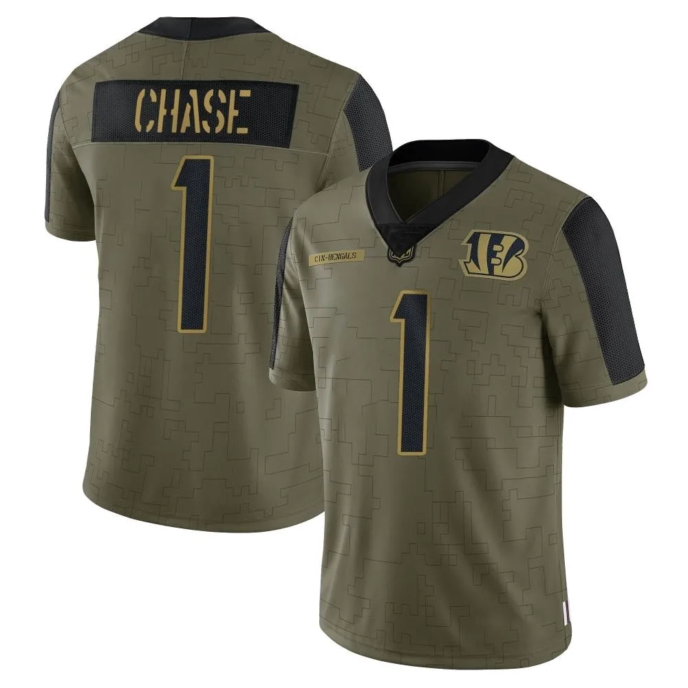 Youth Cincinnati Bengals Ja'marr Chase Nike 2021 Salute To Service Limited Olive Jersey Youth Cincinnati Bengals Ja'marr Chase Nike 2021 Salute To Service Limited Olive Jersey