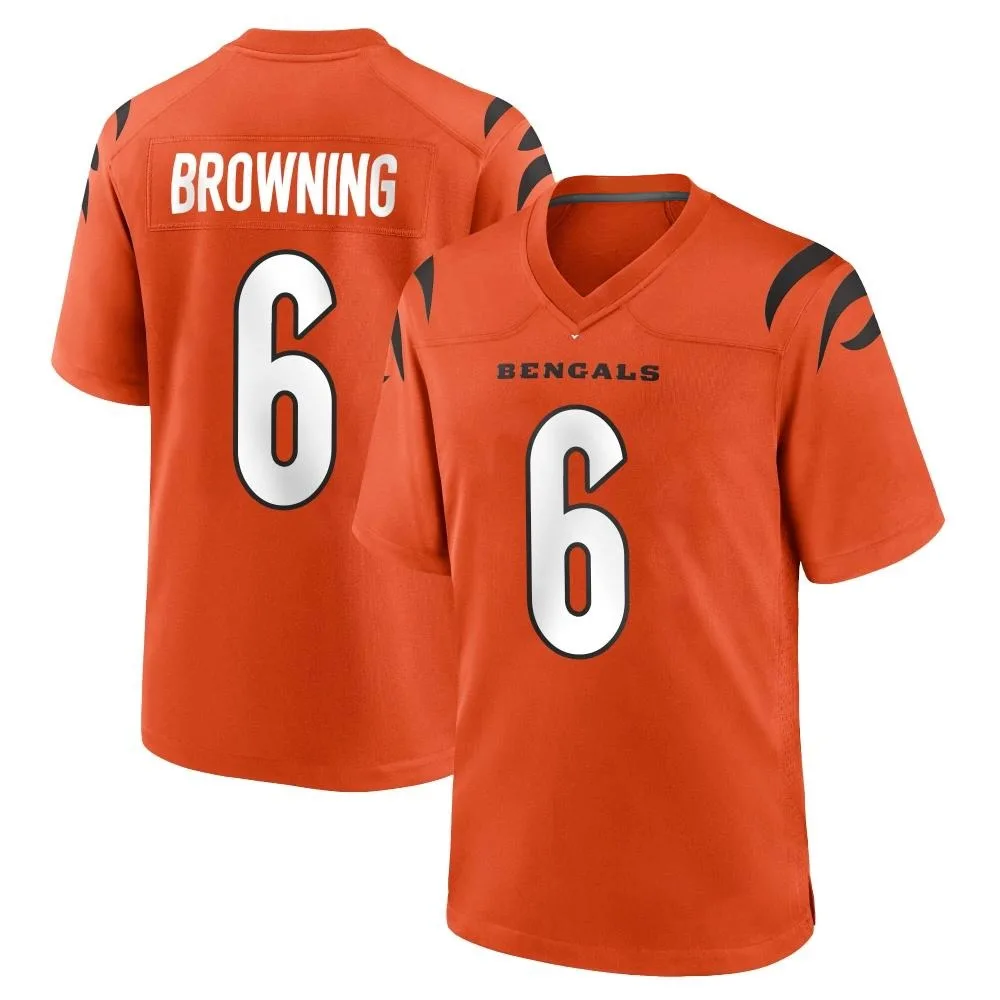 Men's Cincinnati Bengals Jake Browning Nike Game Orange Jersey Men's Cincinnati Bengals Jake Browning Nike Game Orange Jersey