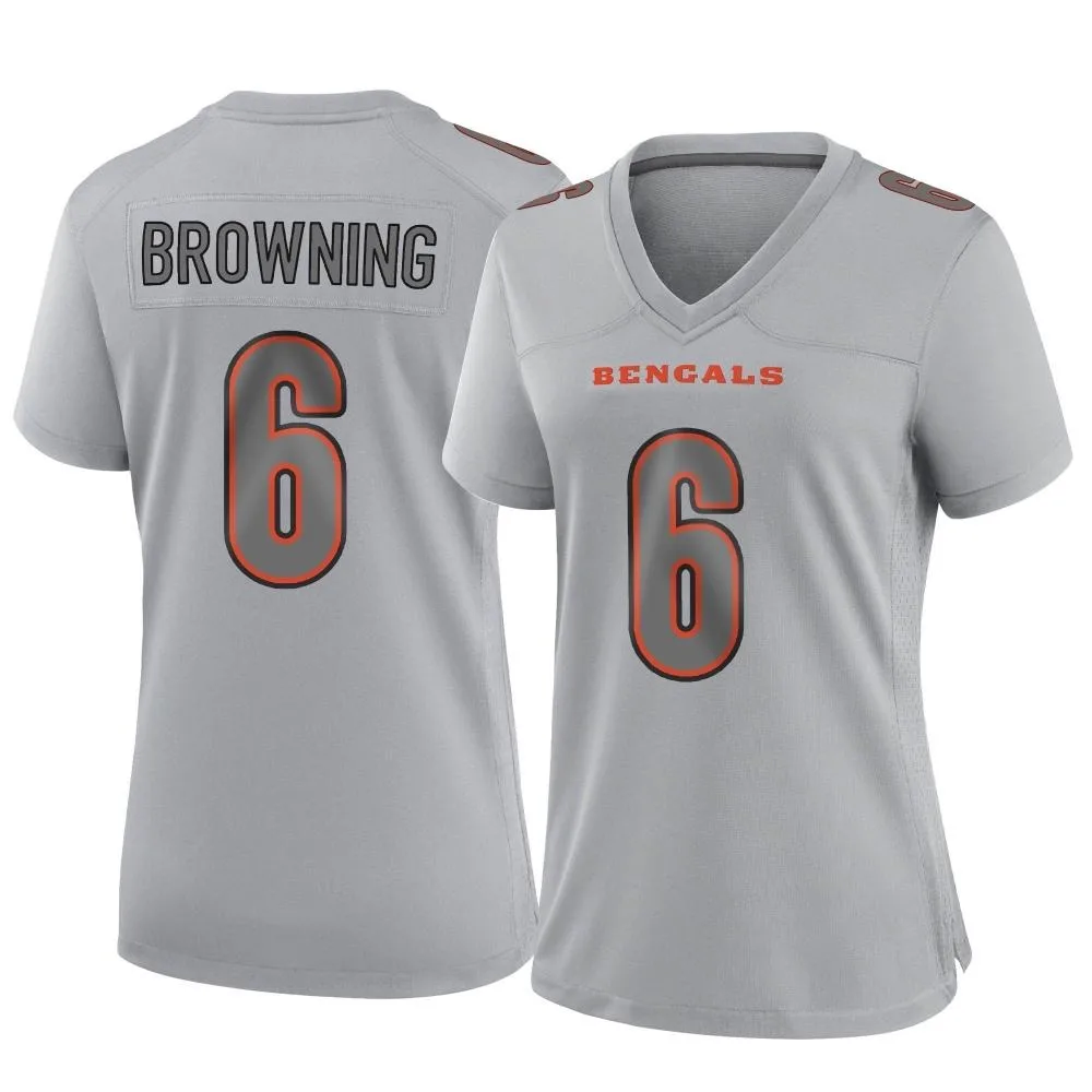 Women's Cincinnati Bengals Jake Browning Nike Atmosphere Fashion Game Gray Jersey Women's Cincinnati Bengals Jake Browning Nike Atmosphere Fashion Game Gray Jersey