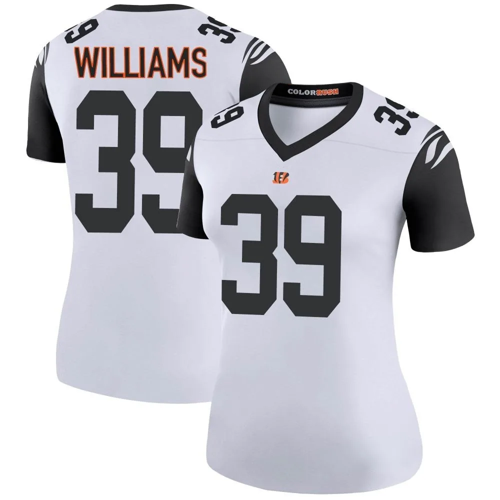 Women's Cincinnati Bengals Jarveon Williams Nike Color Rush Legend White Jersey Women's Cincinnati Bengals Jarveon Williams Nike Color Rush Legend White Jersey