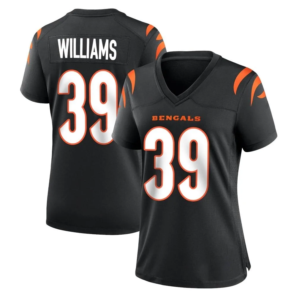 Women's Cincinnati Bengals Jarveon Williams Nike Team Color Game Black Jersey Women's Cincinnati Bengals Jarveon Williams Nike Team Color Game Black Jersey