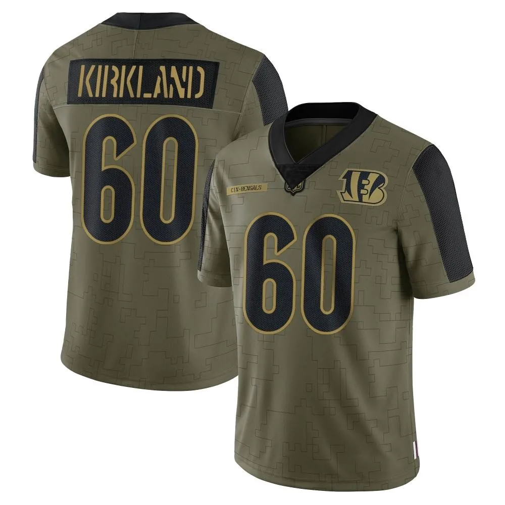 Men's Cincinnati Bengals Jaxson Kirkland Nike 2021 Salute To Service Limited Olive Jersey Men's Cincinnati Bengals Jaxson Kirkland Nike 2021 Salute To Service Limited Olive Jersey