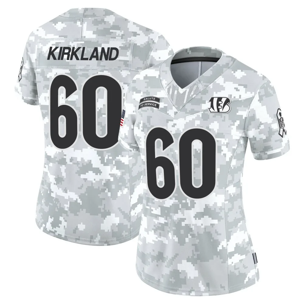 Women's Cincinnati Bengals Jaxson Kirkland Nike 2024 Salute to Service Limited Arctic Camo Jersey Women's Cincinnati Bengals Jaxson Kirkland Nike 2024 Salute to Service Limited Arctic Camo Jersey