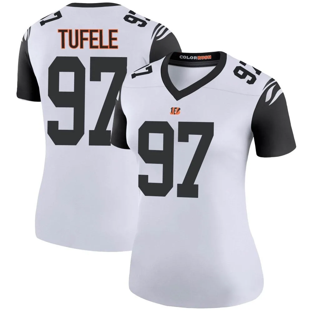 Women's Cincinnati Bengals Jay Tufele Nike Color Rush Legend White Jersey Women's Cincinnati Bengals Jay Tufele Nike Color Rush Legend White Jersey