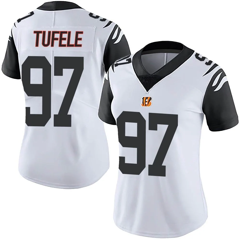 Women's Cincinnati Bengals Jay Tufele Nike Color Rush Vapor Untouchable Limited White Jersey Women's Cincinnati Bengals Jay Tufele Nike Color Rush Vapor Untouchable Limited White Jersey