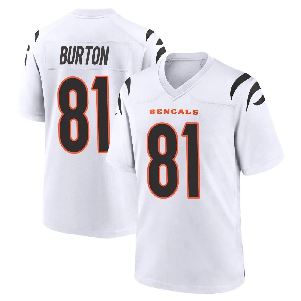 Men's Cincinnati Bengals Jermaine Burton Nike Game White Jersey Men's Cincinnati Bengals Jermaine Burton Nike Game White Jersey