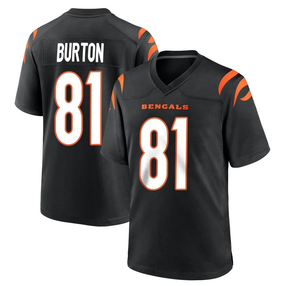 Men's Cincinnati Bengals Jermaine Burton Nike Team Color Game Black Jersey Men's Cincinnati Bengals Jermaine Burton Nike Team Color Game Black Jersey