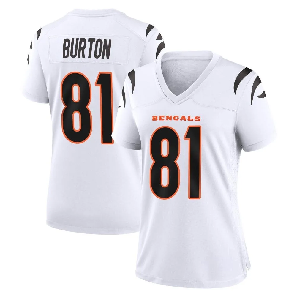 Women's Cincinnati Bengals Jermaine Burton Nike Game White Jersey Women's Cincinnati Bengals Jermaine Burton Nike Game White Jersey