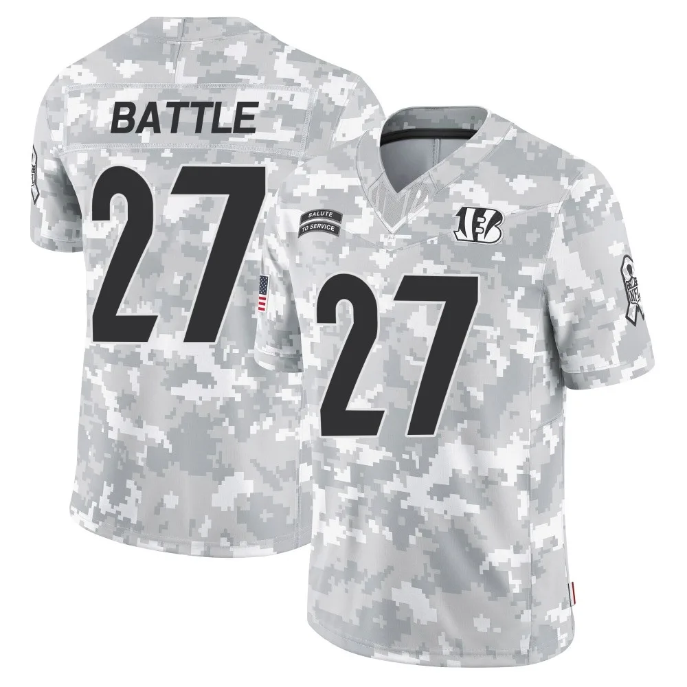 Men's Cincinnati Bengals Jordan Battle Nike 2024 Salute to Service Limited Arctic Camo Jersey Men's Cincinnati Bengals Jordan Battle Nike 2024 Salute to Service Limited Arctic Camo Jersey