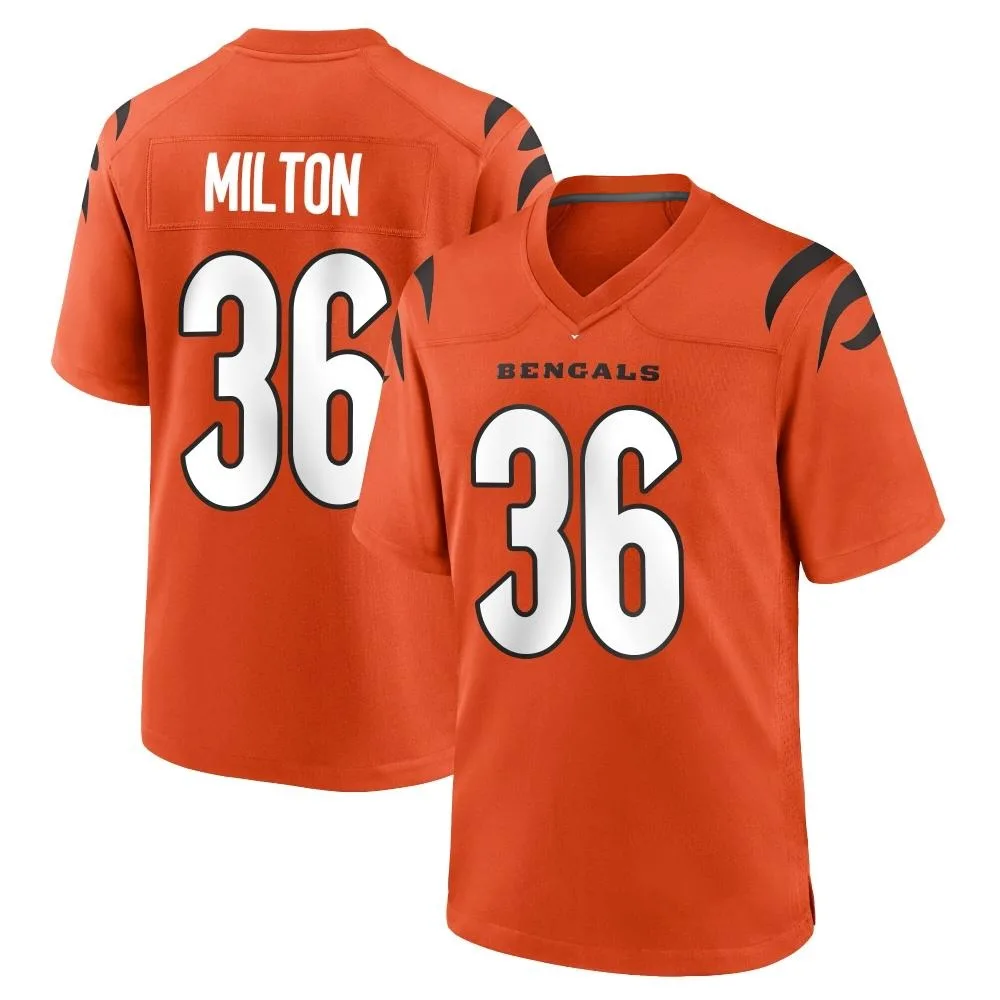 Men's Cincinnati Bengals Kendall Milton Nike Game Orange Jersey Men's Cincinnati Bengals Kendall Milton Nike Game Orange Jersey