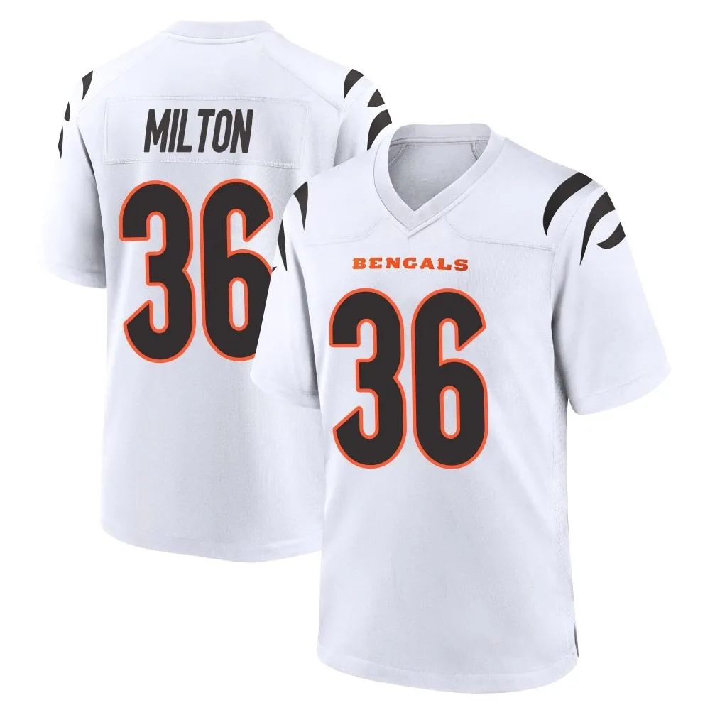 Men's Cincinnati Bengals Kendall Milton Nike Game White Jersey Men's Cincinnati Bengals Kendall Milton Nike Game White Jersey