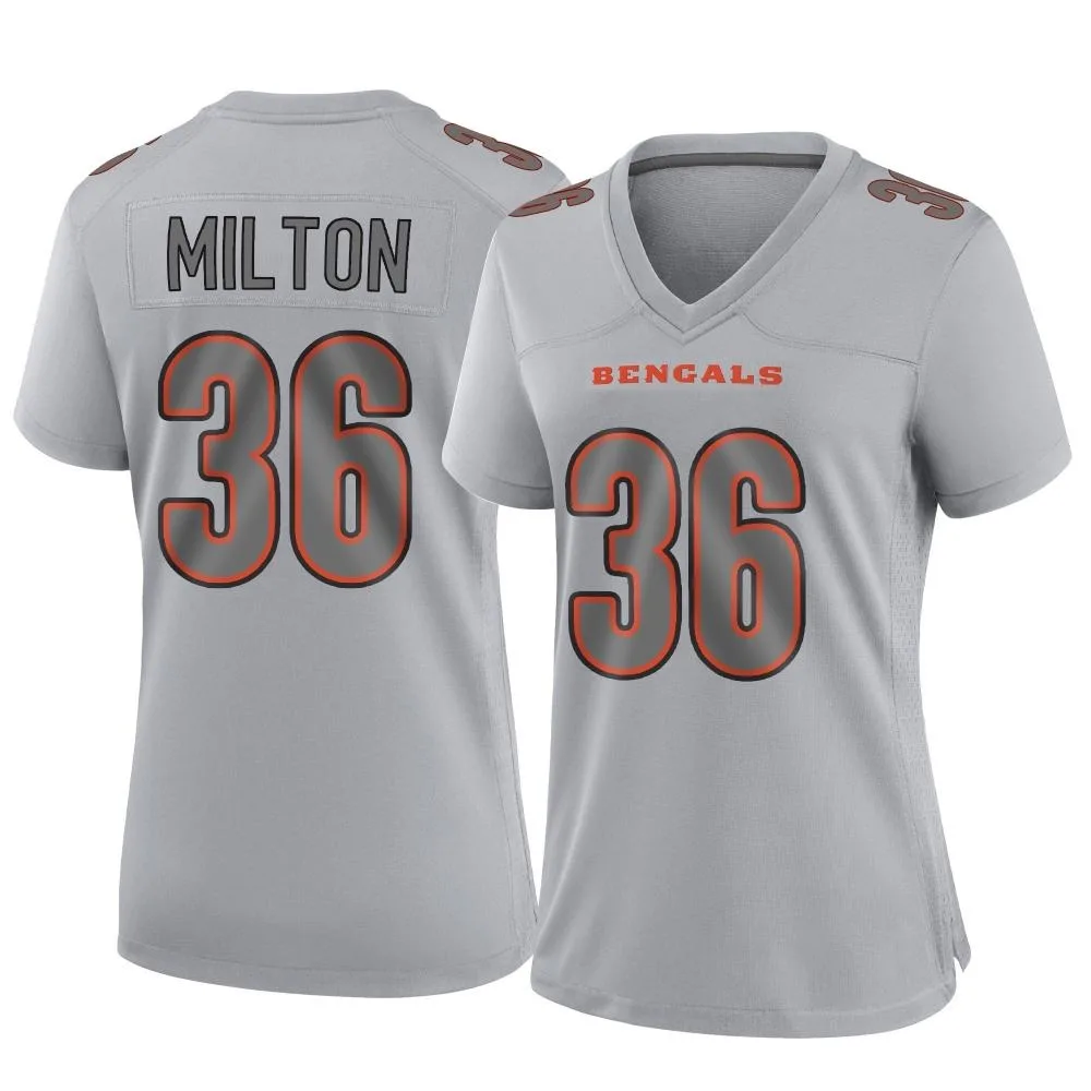 Women's Cincinnati Bengals Kendall Milton Nike Atmosphere Fashion Game Gray Jersey Women's Cincinnati Bengals Kendall Milton Nike Atmosphere Fashion Game Gray Jersey