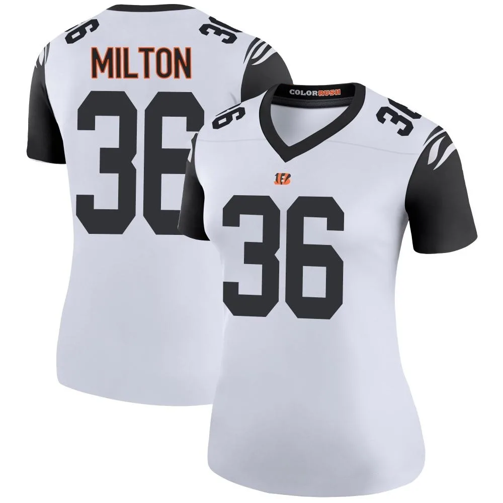 Women's Cincinnati Bengals Kendall Milton Nike Color Rush Legend White Jersey Women's Cincinnati Bengals Kendall Milton Nike Color Rush Legend White Jersey