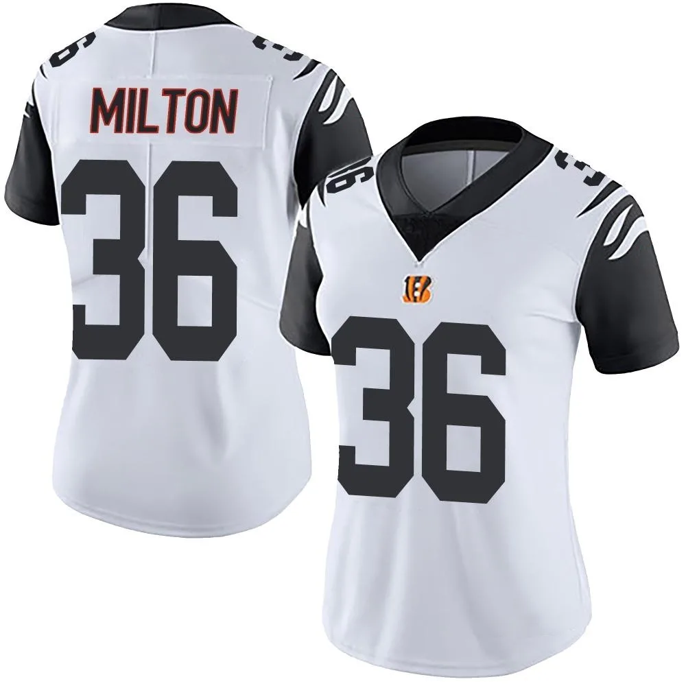 Women's Cincinnati Bengals Kendall Milton Nike Color Rush Vapor Untouchable Limited White Jersey Women's Cincinnati Bengals Kendall Milton Nike Color Rush Vapor Untouchable Limited White Jersey