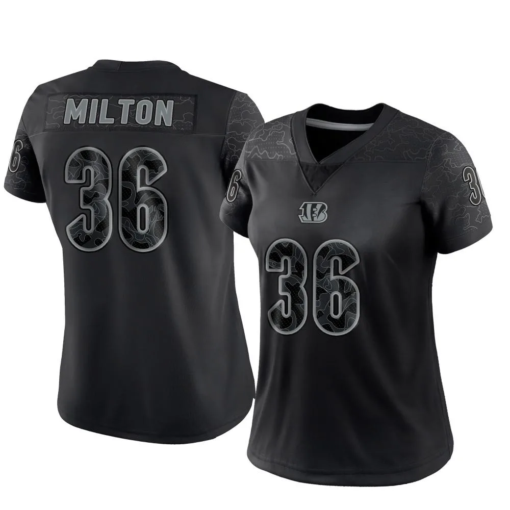 Women's Cincinnati Bengals Kendall Milton Nike Reflective Limited Black Jersey Women's Cincinnati Bengals Kendall Milton Nike Reflective Limited Black Jersey