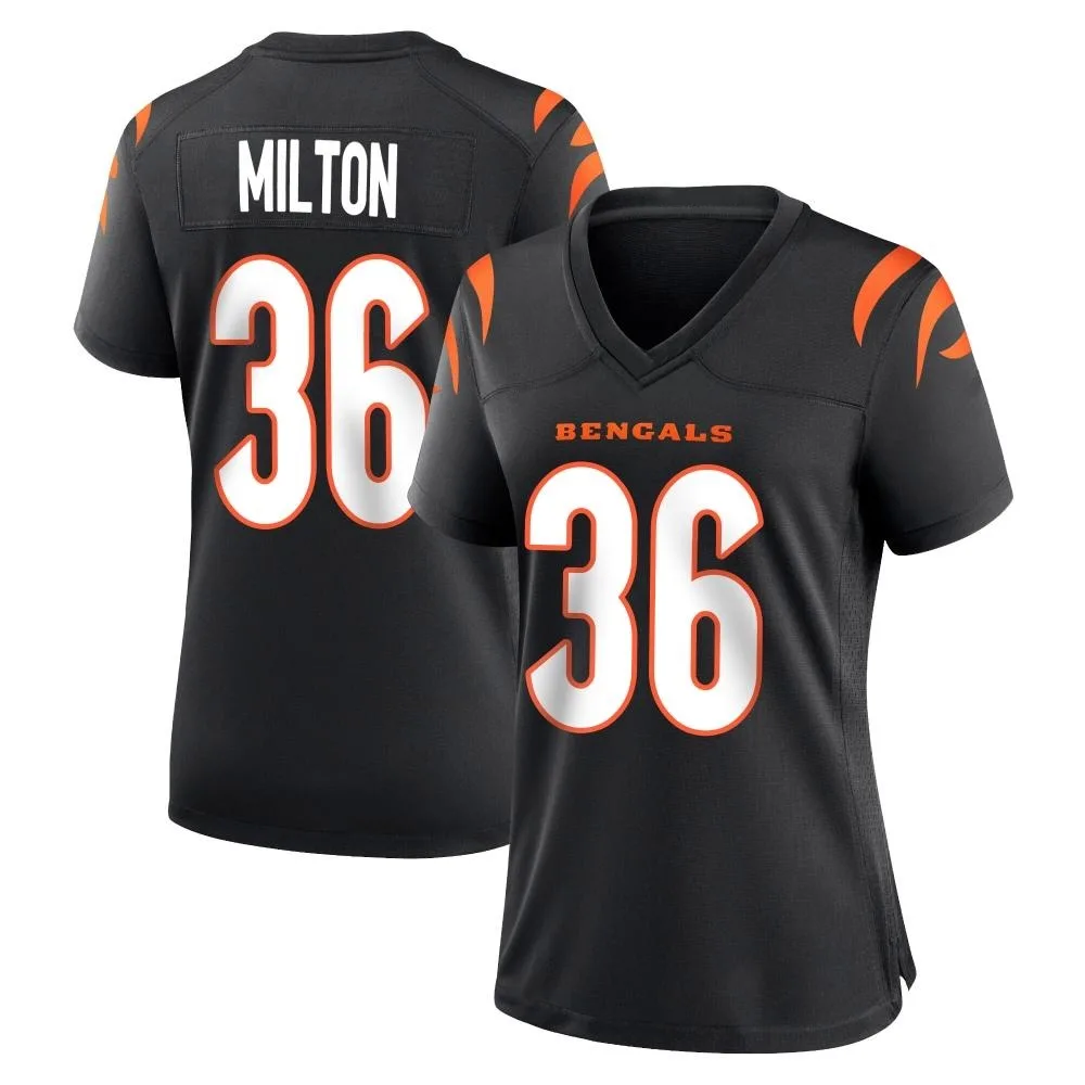 Women's Cincinnati Bengals Kendall Milton Nike Team Color Game Black Jersey Women's Cincinnati Bengals Kendall Milton Nike Team Color Game Black Jersey