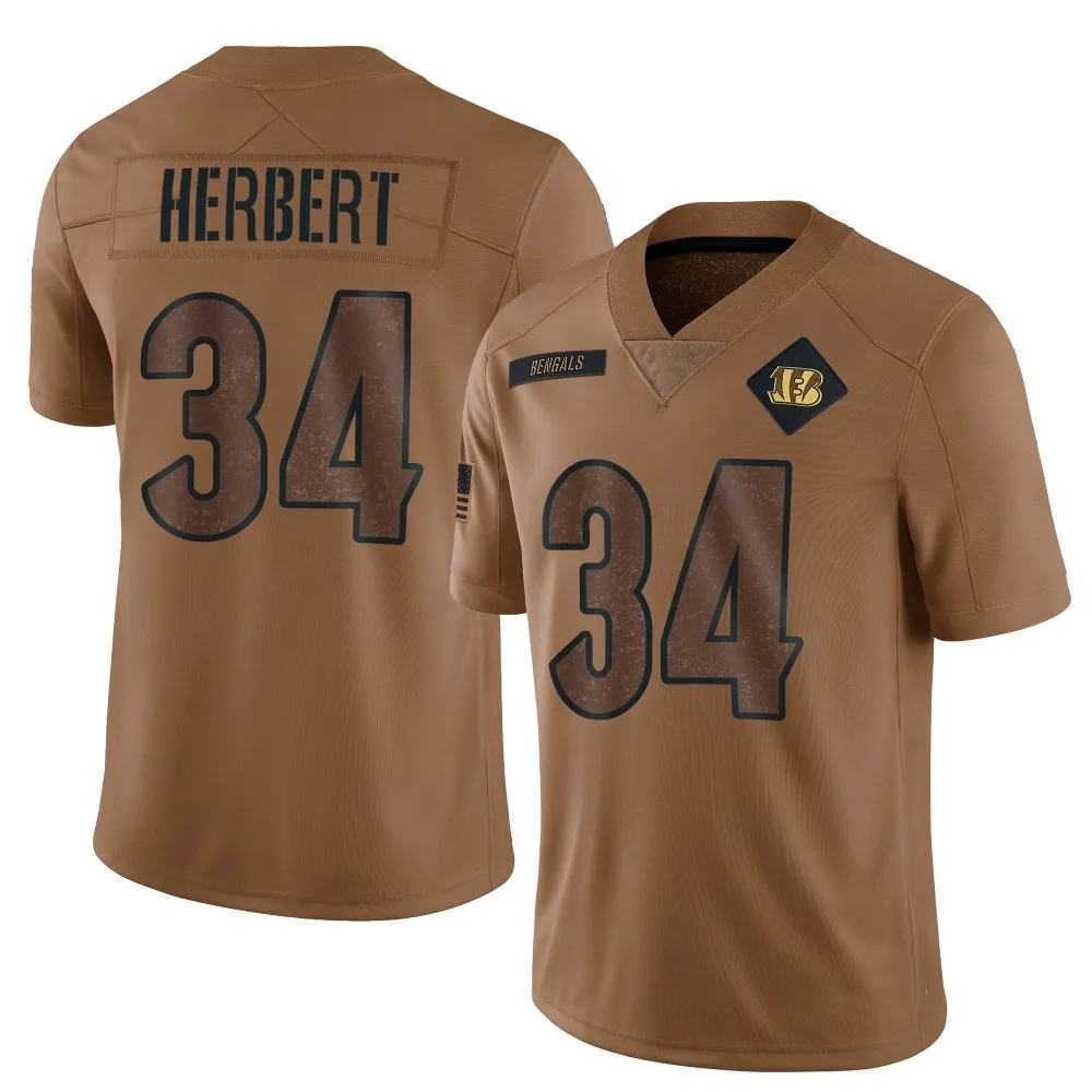 Men's Cincinnati Bengals Khalil Herbert Nike 2023 Salute To Service Limited Brown Jersey Men's Cincinnati Bengals Khalil Herbert Nike 2023 Salute To Service Limited Brown Jersey