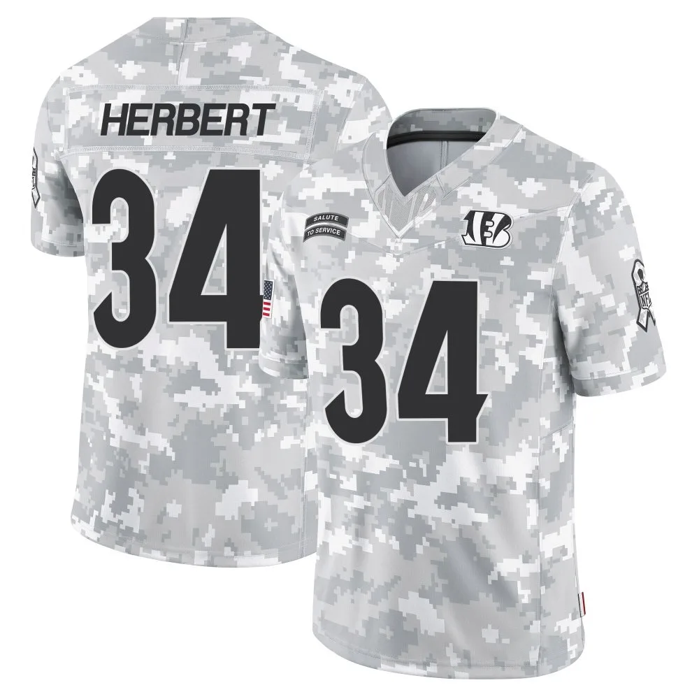 Men's Cincinnati Bengals Khalil Herbert Nike 2024 Salute to Service Limited Arctic Camo Jersey Men's Cincinnati Bengals Khalil Herbert Nike 2024 Salute to Service Limited Arctic Camo Jersey
