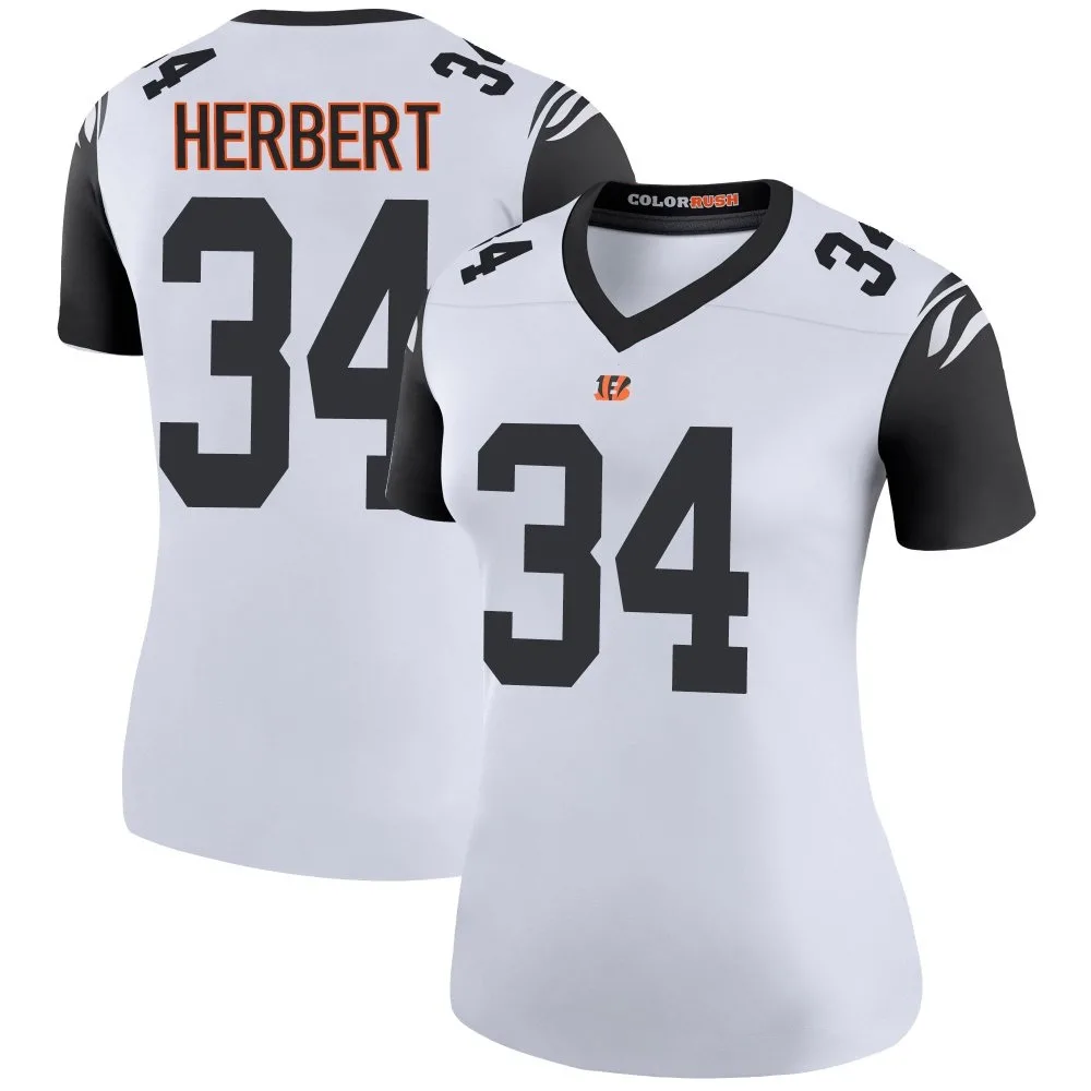 Women's Cincinnati Bengals Khalil Herbert Nike Color Rush Legend White Jersey Women's Cincinnati Bengals Khalil Herbert Nike Color Rush Legend White Jersey