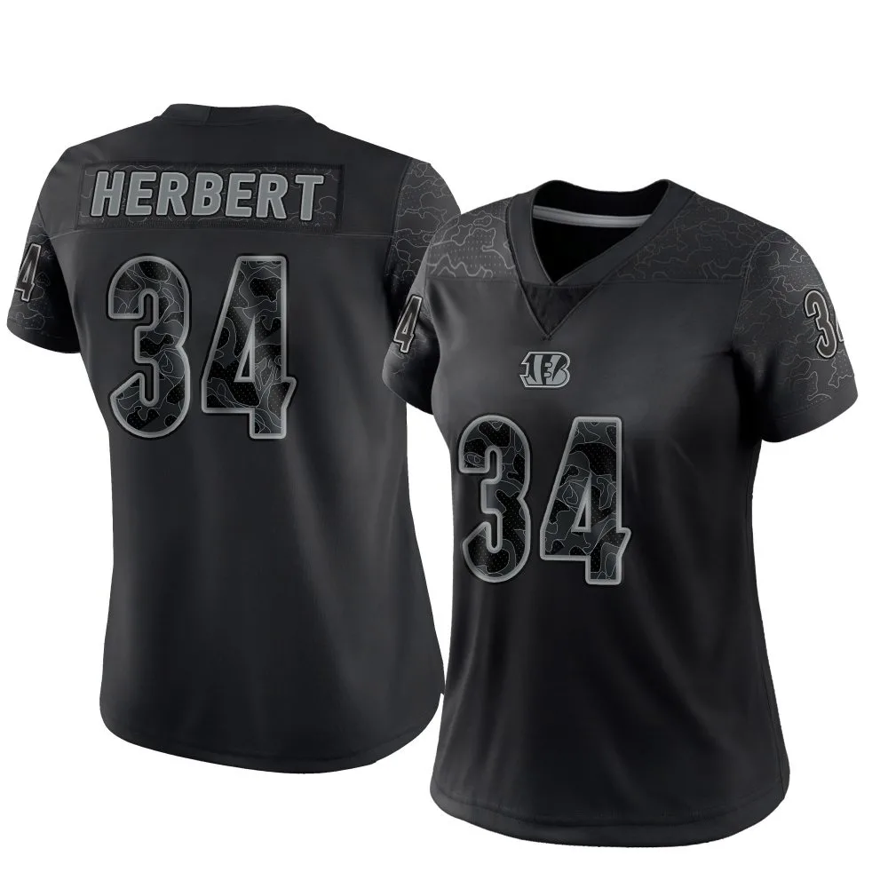 Women's Cincinnati Bengals Khalil Herbert Nike Reflective Limited Black Jersey Women's Cincinnati Bengals Khalil Herbert Nike Reflective Limited Black Jersey
