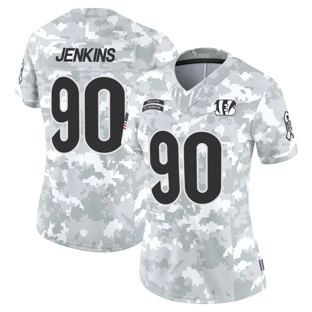 Women's Cincinnati Bengals Kris Jenkins Jr. Nike 2024 Salute to Service Limited Arctic Camo Jersey Women's Cincinnati Bengals Kris Jenkins Jr. Nike 2024 Salute to Service Limited Arctic Camo Jersey