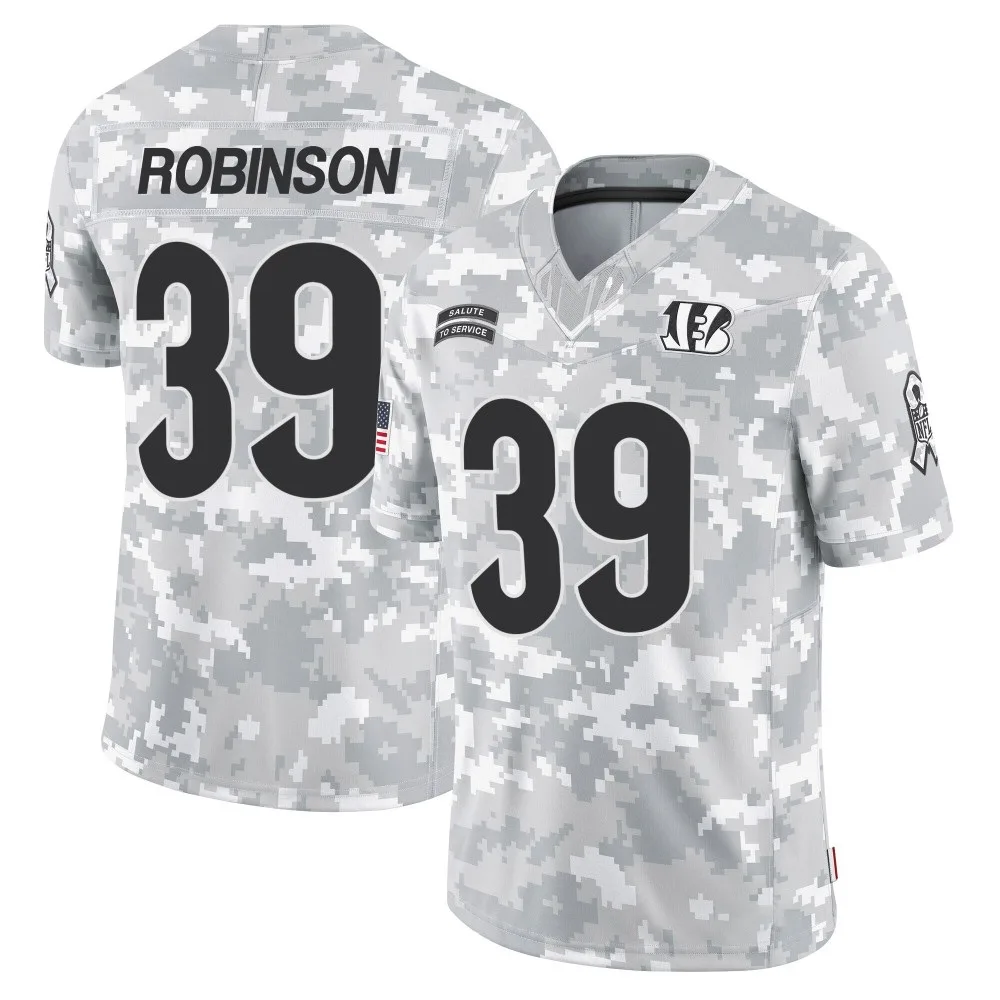 Men's Cincinnati Bengals Lance Robinson Nike 2024 Salute to Service Limited Arctic Camo Jersey Men's Cincinnati Bengals Lance Robinson Nike 2024 Salute to Service Limited Arctic Camo Jersey