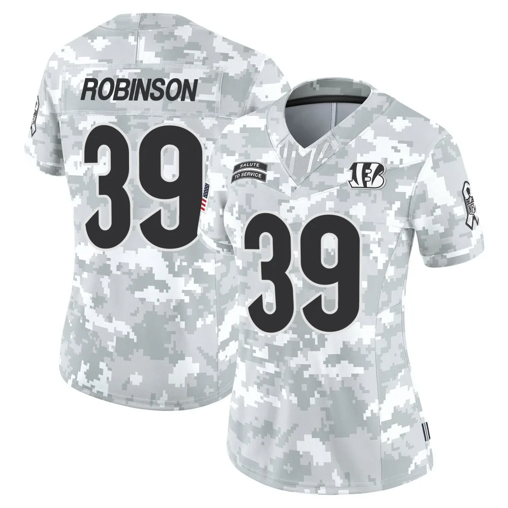 Women's Cincinnati Bengals Lance Robinson Nike 2024 Salute to Service Limited Arctic Camo Jersey Women's Cincinnati Bengals Lance Robinson Nike 2024 Salute to Service Limited Arctic Camo Jersey