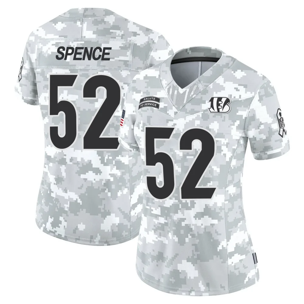 Women's Cincinnati Bengals Noah Spence Nike 2024 Salute to Service Limited Arctic Camo Jersey Women's Cincinnati Bengals Noah Spence Nike 2024 Salute to Service Limited Arctic Camo Jersey