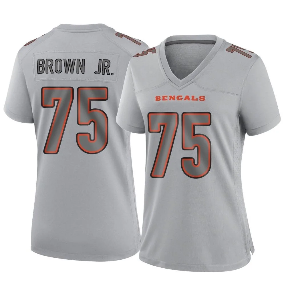 Women's Cincinnati Bengals Orlando Brown Jr. Nike Atmosphere Fashion Game Gray Jersey Women's Cincinnati Bengals Orlando Brown Jr. Nike Atmosphere Fashion Game Gray Jersey